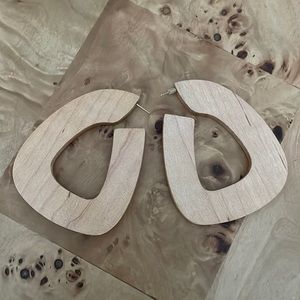 Anthropologie wooden statement hoops